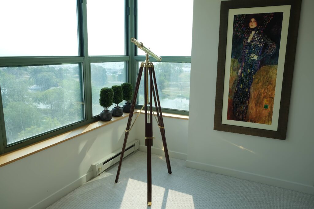 Lake view with telescope