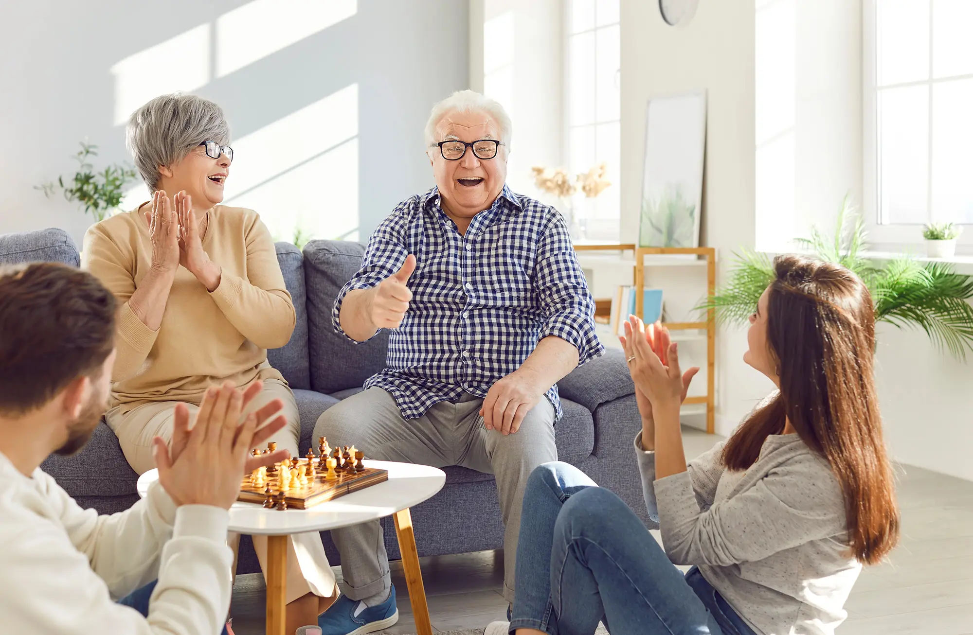 Older people having fun and playing games