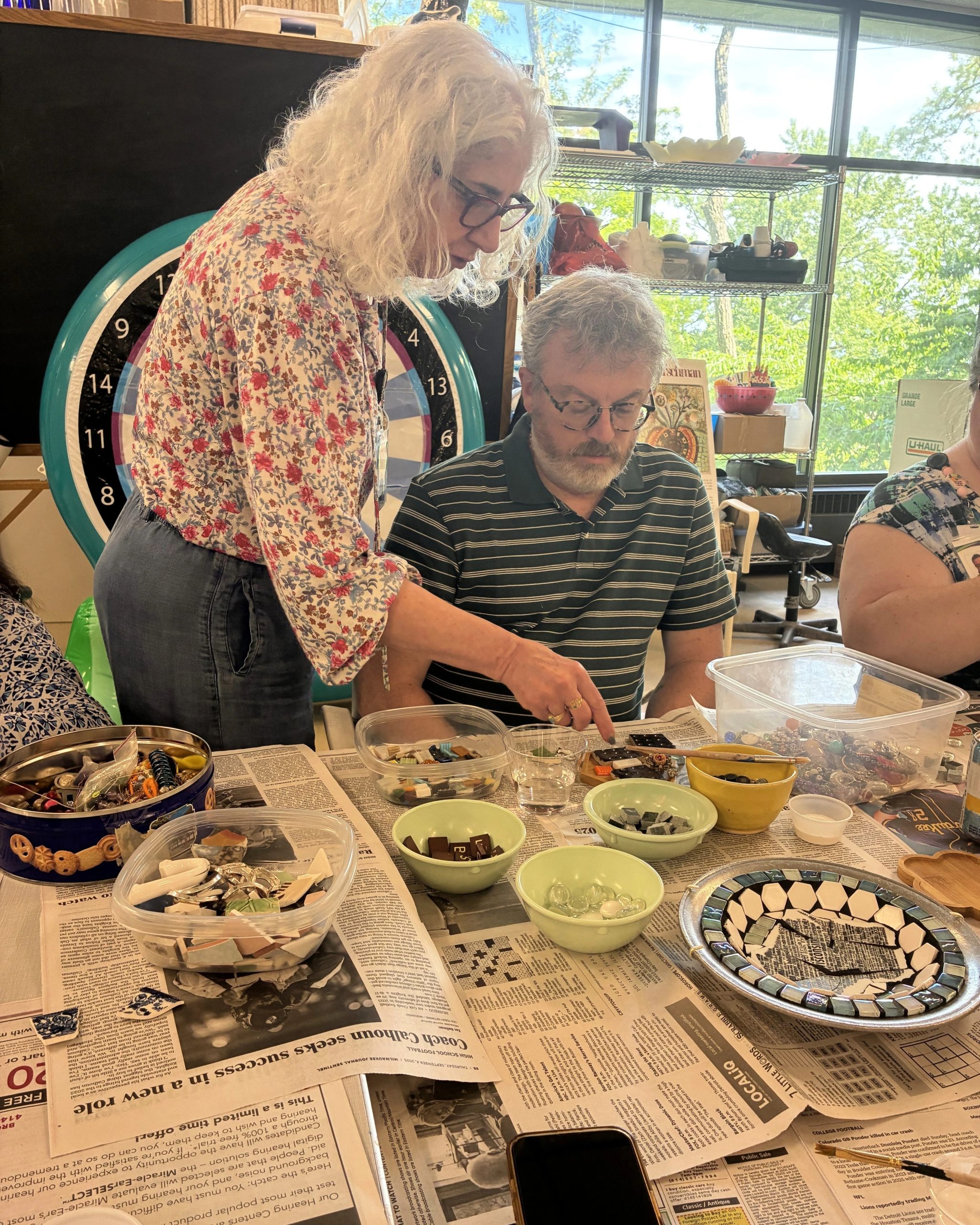 creating mosaics with Aura 6.2026 creating mosaics with local artist Aura Hirschman